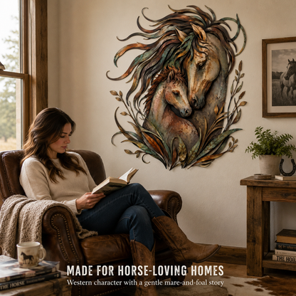Viewing Scene - Horse Metal Wall Art Decor Mare and Foal Wall Art