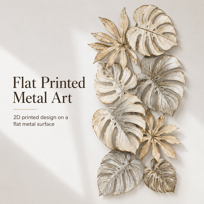 Flat Printed Detail - Tropical Leaf Metal Wall Art Monstera Wall Decor Botanical Patio