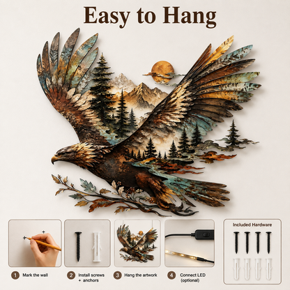 How to Hang - Bald Eagle Metal Wall Art Eagle Wall Decor Mountain Wildlife