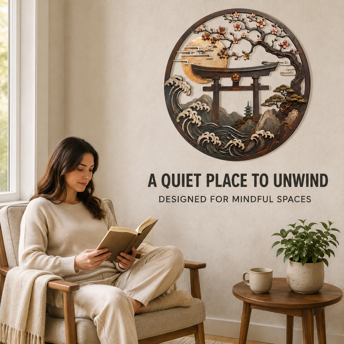 Viewing Scene — Torii Gate Metal Wall Art Japanese Wall Art Zen Wall