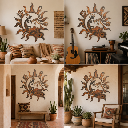 Background Fit 2x2 - Kokopelli Metal Wall Art Southwestern Wall Decor Desert Sun Rustic