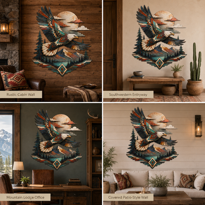 Background Fit 2x2 - Bald Eagle Metal Wall Art Wildlife Wall Decor Southwestern Eagle
