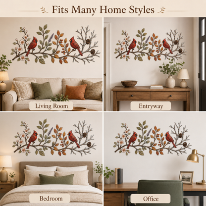 Background Fit 2x2 - Cardinal Bird Metal Wall Art Four Seasons Wall Decor Flat