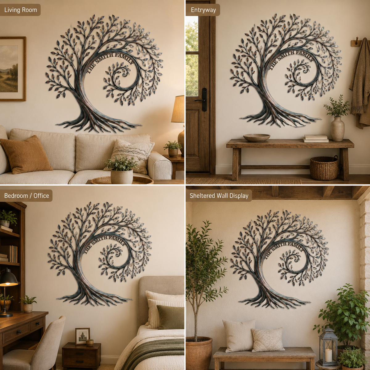 Background Fit 2x2 - Personalized Family Tree Metal Wall Art Custom Family Name Sign