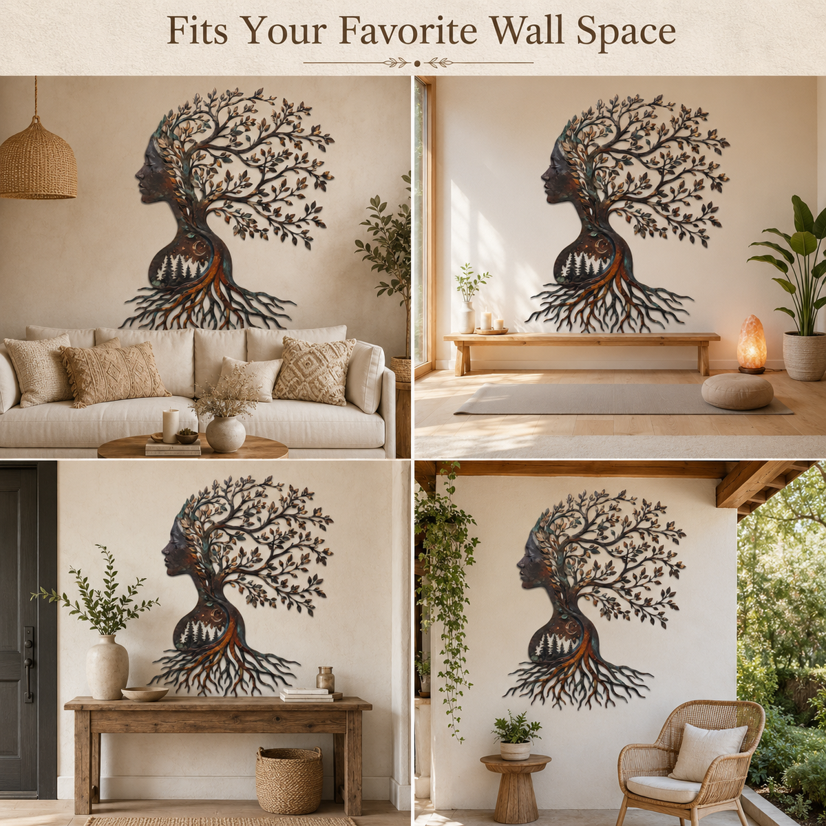 Background Fit 2x2 - Woman Tree of Life Metal Wall Art Mother Nature Goddess