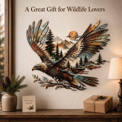 Gift Idea - Bald Eagle Metal Wall Art Eagle Wall Decor Mountain Wildlife
