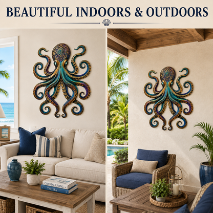 Indoor & Outdoor — Octopus Metal Wall Art Octopus Wall Decor Coastal Wall Art
