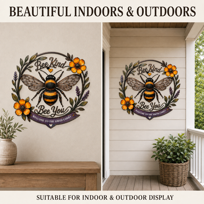 Indoor & Outdoor - Bee Kind Bee You Metal Wall Art Decor Personalized Family
