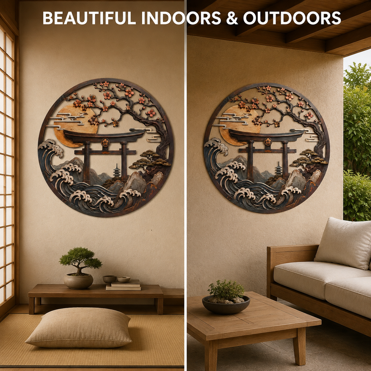 Indoor & Outdoor — Torii Gate Metal Wall Art Japanese Wall Art Zen Wall