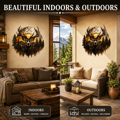 Indoor & Outdoor - Deer Metal Wall Decor Mountain Wall Art Wildlife Art Woodland