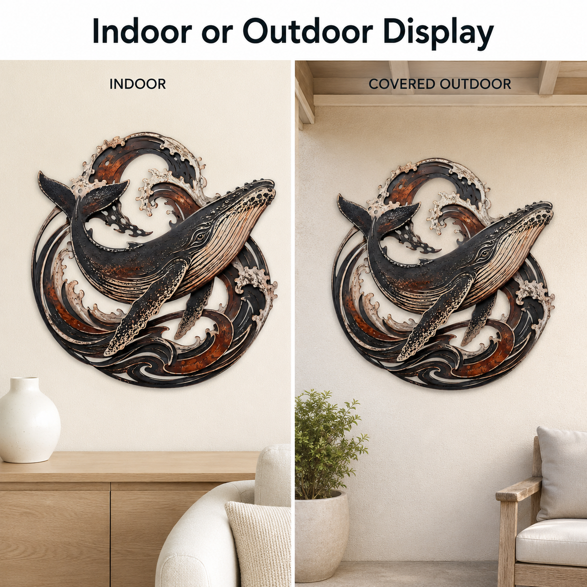 Indoor Outdoor Use — Whale Metal Wall Art Humpback Whale Wall Decor Ocean Wall