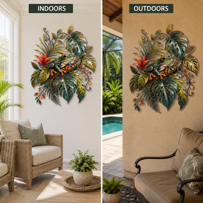 Indoor & Outdoor - Frog Wall Art Tropical Metal Wall Art Rainforest Wall Art