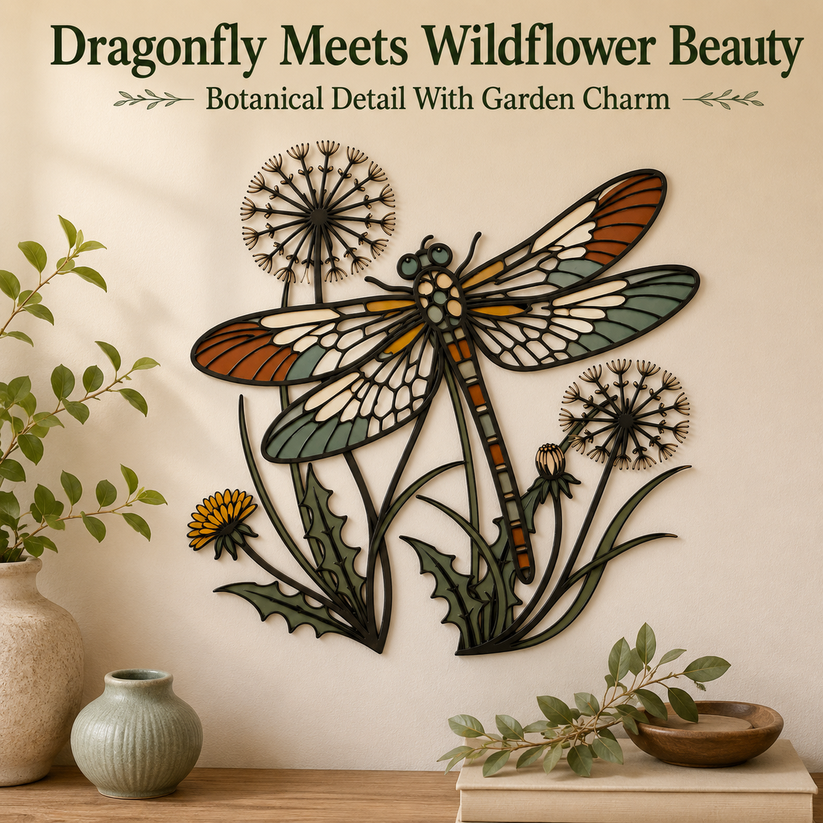 Decor Detail - Dragonfly Wall Art Metal Wall Art Outdoor Wall Art Wildflower