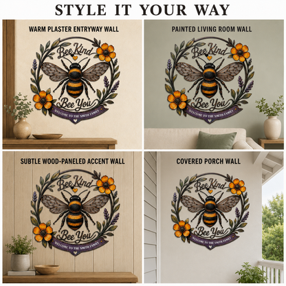 Four Display Surfaces - Bee Kind Bee You Metal Wall Art Decor Personalized Family