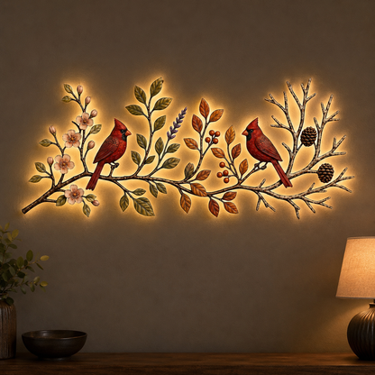 LED Hero Main Image - Cardinal Bird Metal Wall Art Four Seasons Wall Decor Flat