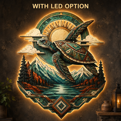 LED Hero Main Image - Sea Turtle Metal Wall Art Southwestern Wildlife Decor Mountain Lake