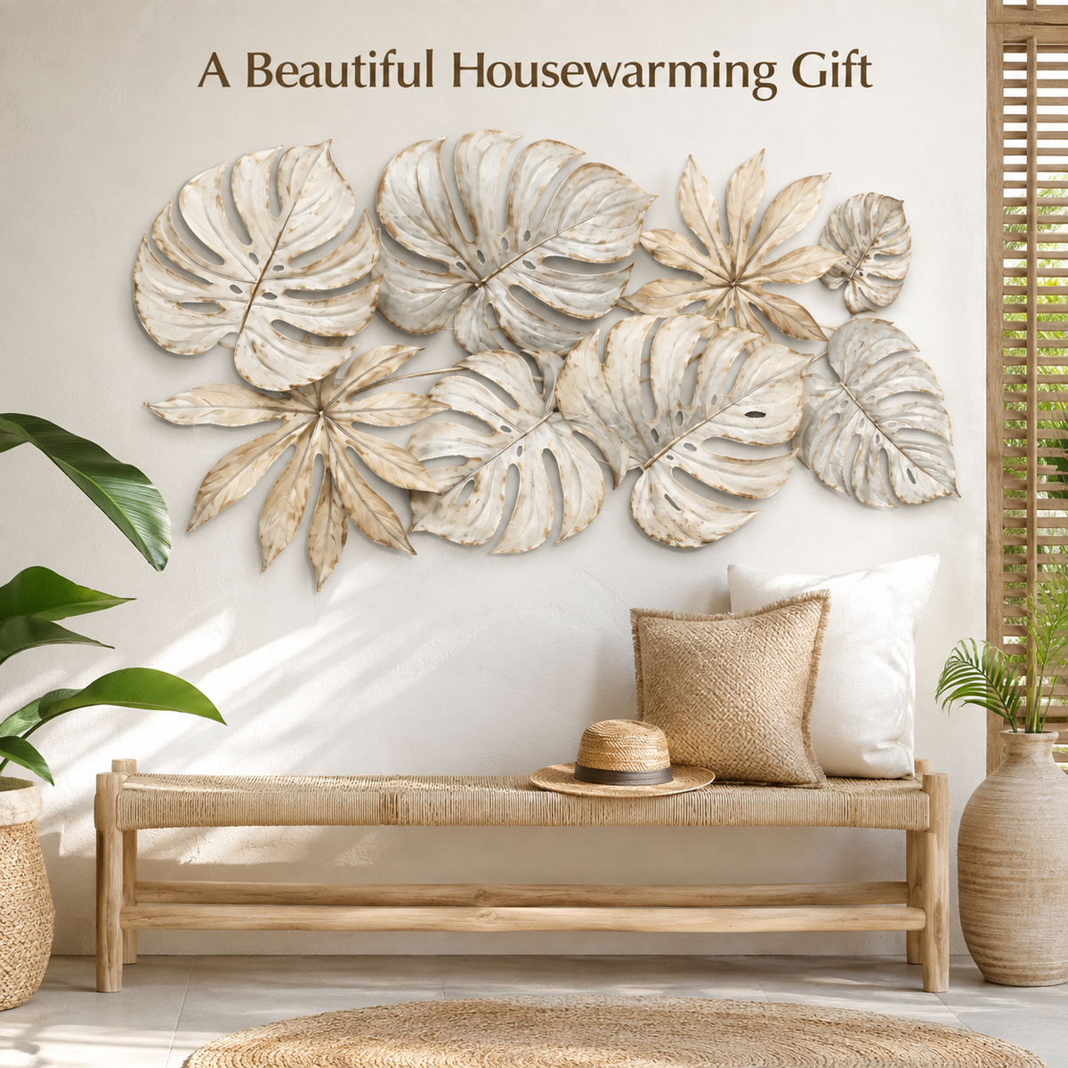 Giftable Decor - Tropical Leaf Metal Wall Art Monstera Wall Decor Botanical Patio
