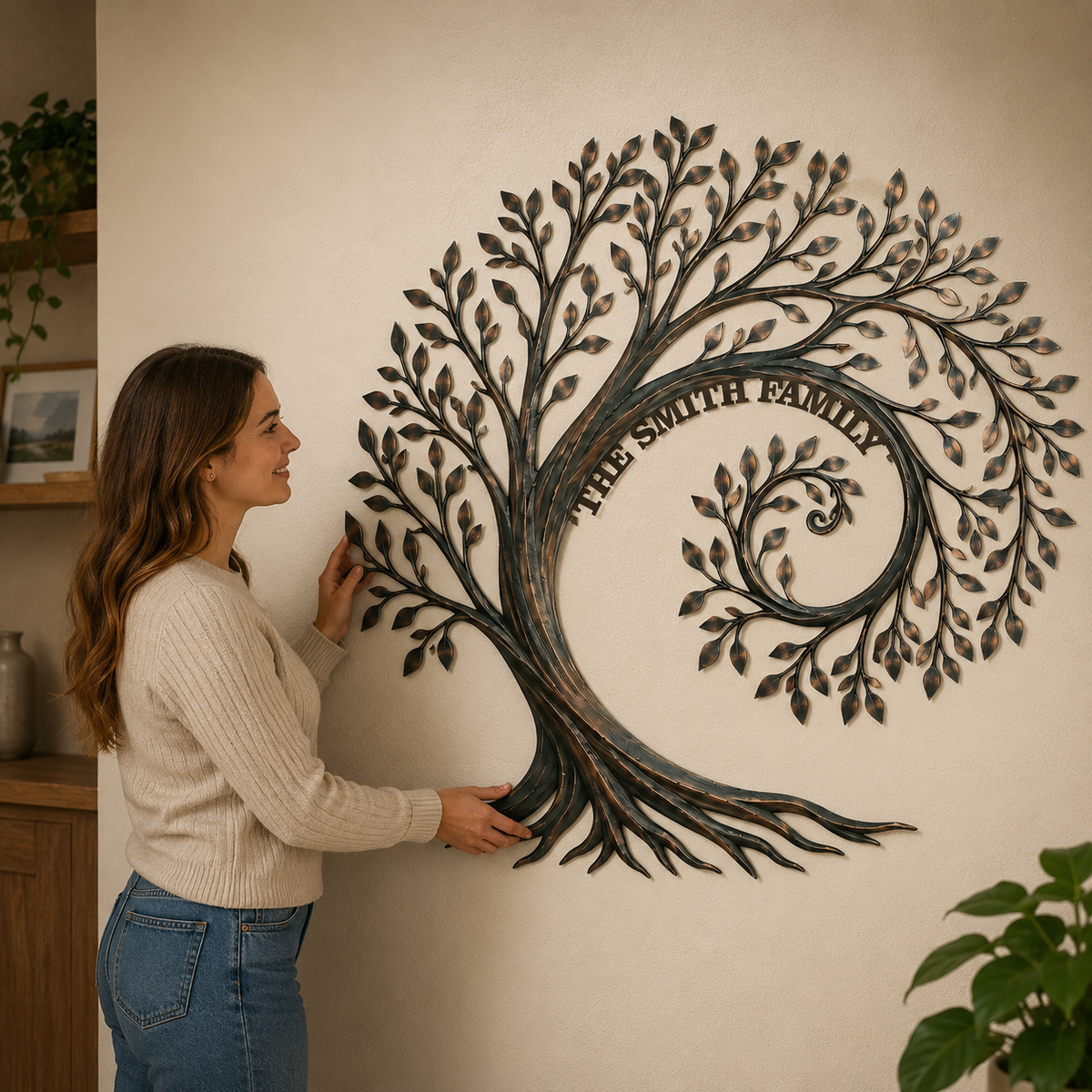Human Lifestyle Trust - Personalized Family Tree Metal Wall Art Custom Family Name Sign