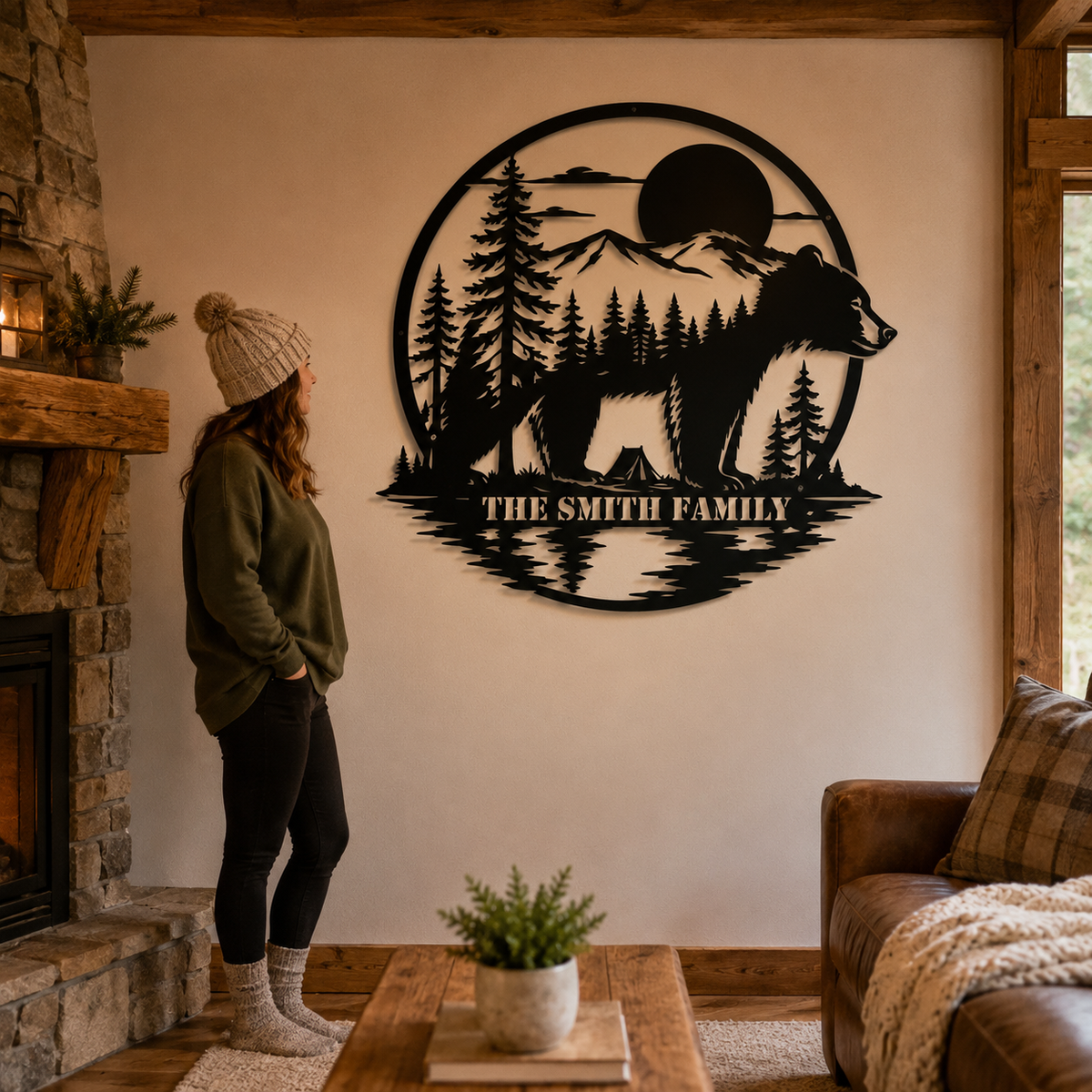 Human Lifestyle Trust - Personalized Bear Metal Sign Custom Family Name Cabin Wall Decor