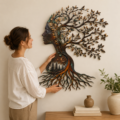 Human Lifestyle Trust - Woman Tree of Life Metal Wall Art Mother Nature Goddess