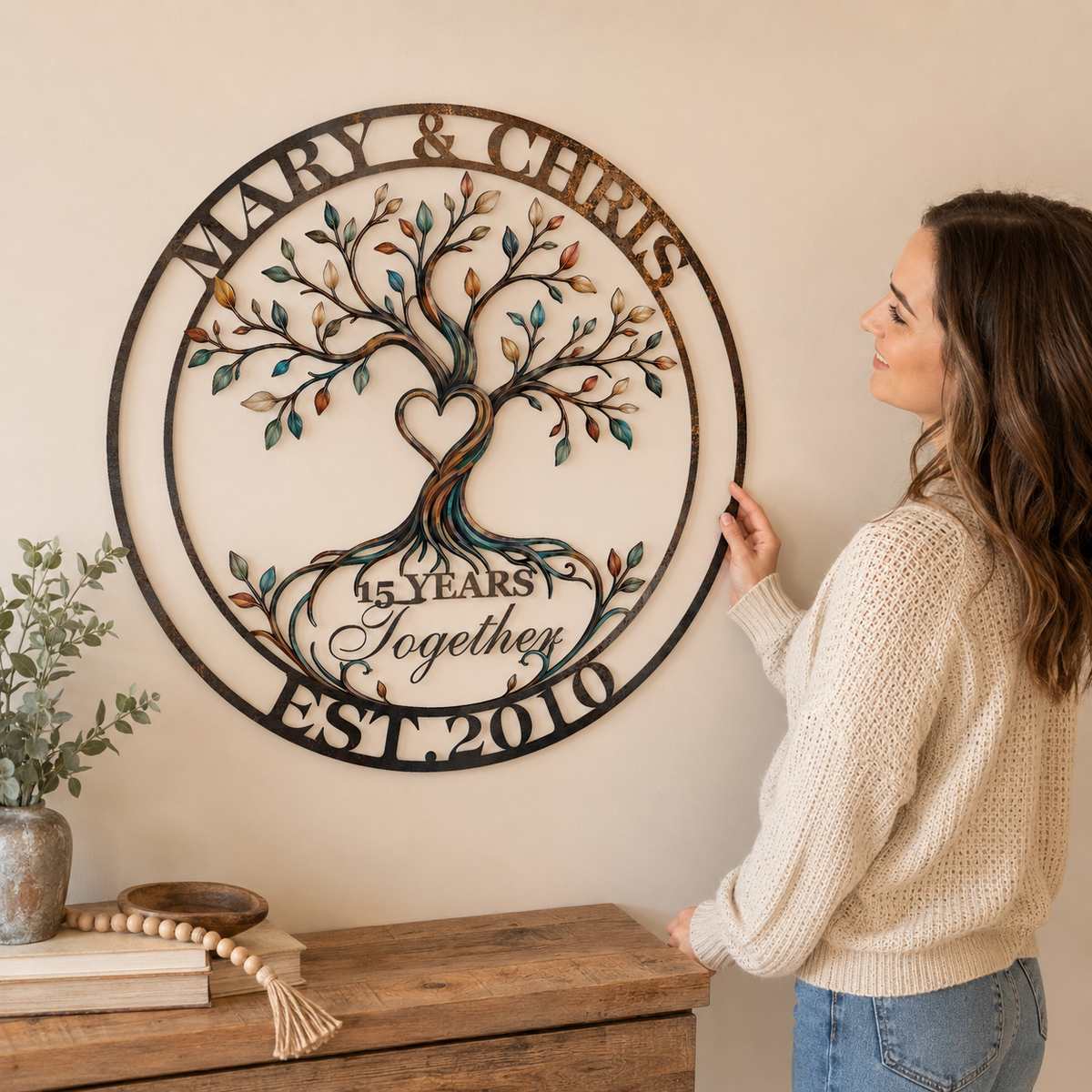 Human Lifestyle Trust - Personalized Anniversary Gift Custom Couple Name Tree of Life Metal