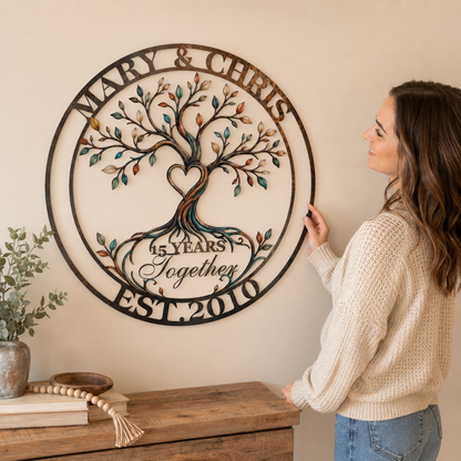 Human Lifestyle Trust - Personalized Anniversary Gift Custom Couple Name Tree of Life Metal