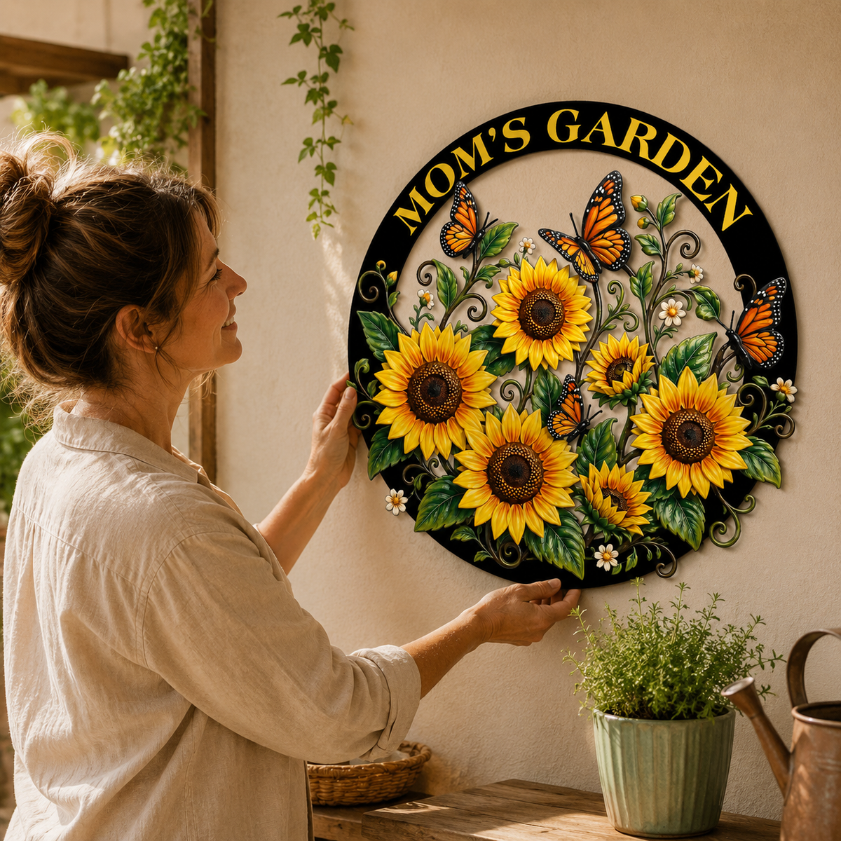 Human Lifestyle Trust - Custom Sunflower Metal Wall Art Butterfly Garden Decor Mom Garden