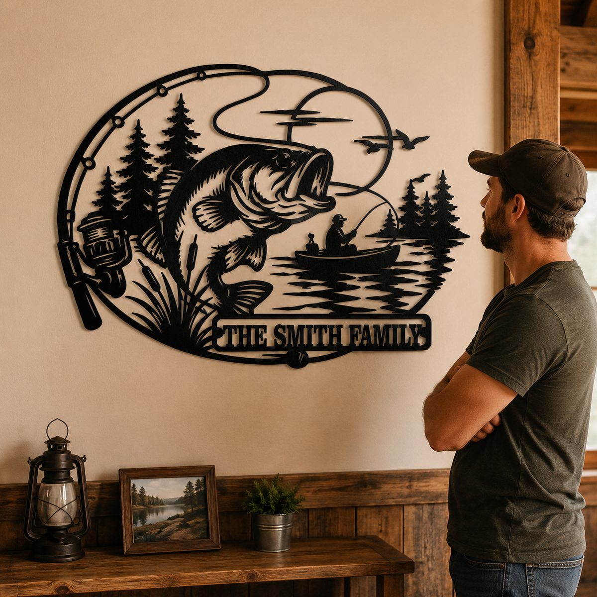 Human Lifestyle Trust - Personalized Fishing Metal Sign Custom Family Name Bass Fishing Wall