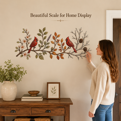 Human Lifestyle Trust - Cardinal Bird Metal Wall Art Four Seasons Wall Decor Flat