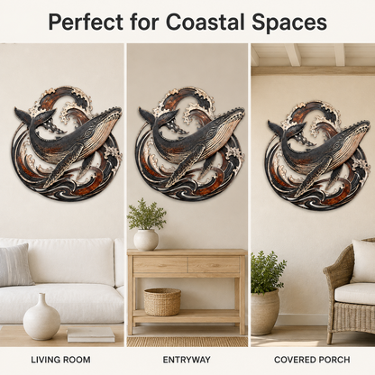 Room Placement — Whale Metal Wall Art Humpback Whale Wall Decor Ocean Wall