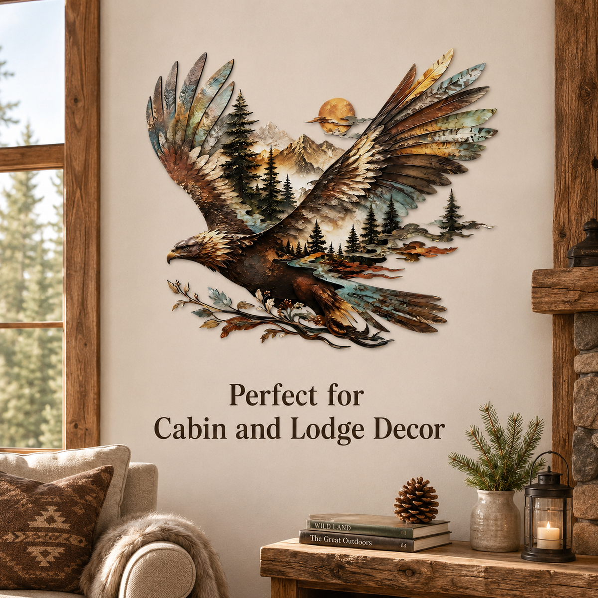 Room Styling Inspiration - Bald Eagle Metal Wall Art Eagle Wall Decor Mountain Wildlife