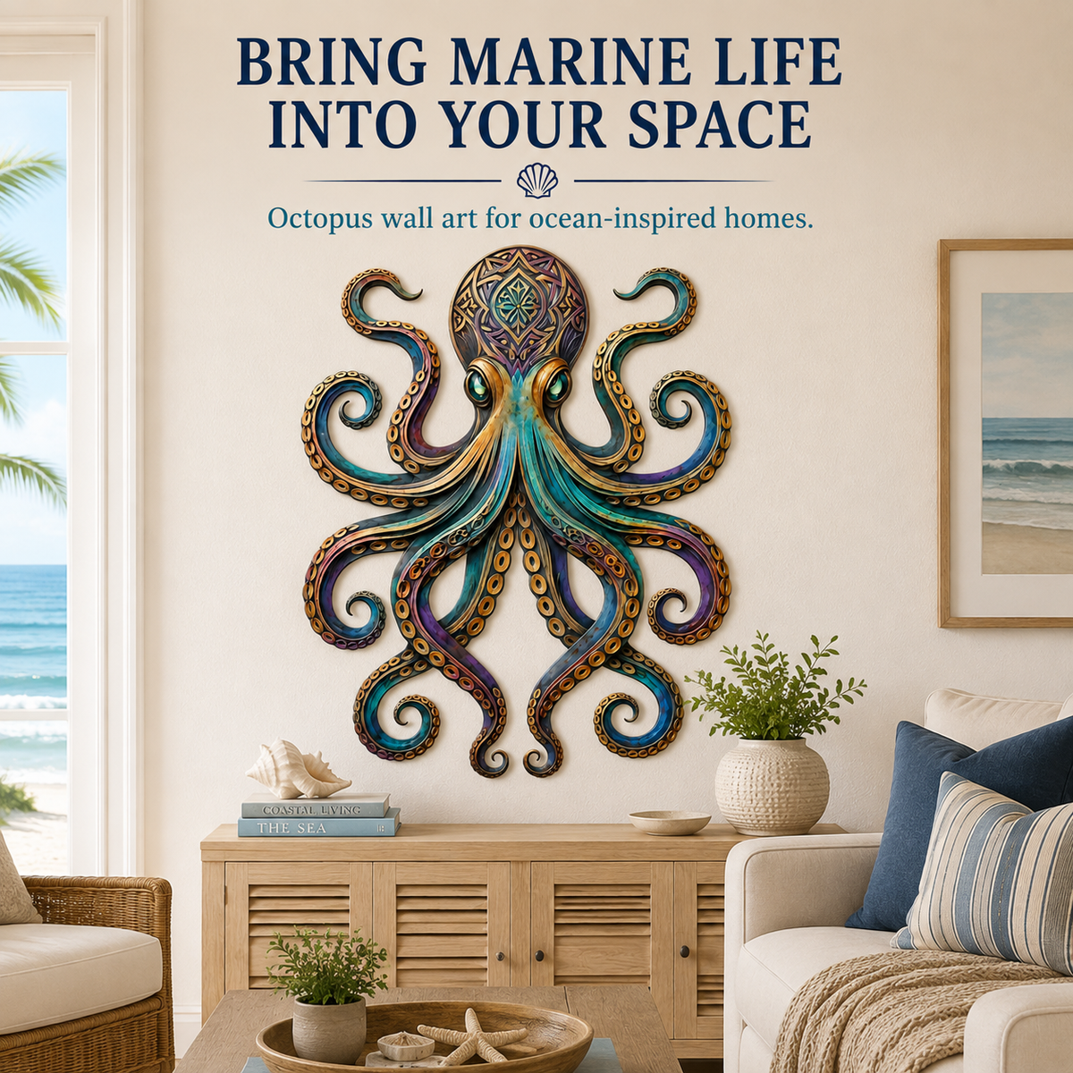 Final Statement — Octopus Metal Wall Art Octopus Wall Decor Coastal Wall Art