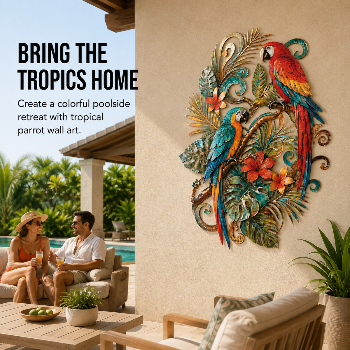Final Statement - Tropical Parrot Metal Wall Art Macaw Wall Decor Tropical Bird