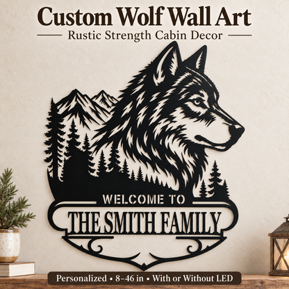 Final Statement - Custom Wolf Metal Wall Art Personalized Cabin Sign Rustic Wildlife