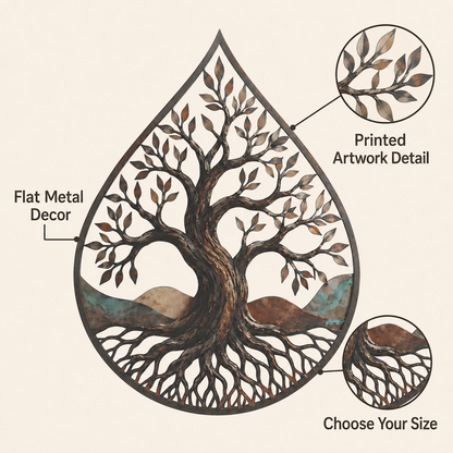 Detail Trust - Water Drop Tree of Life Metal Wall Art Nature Inspired