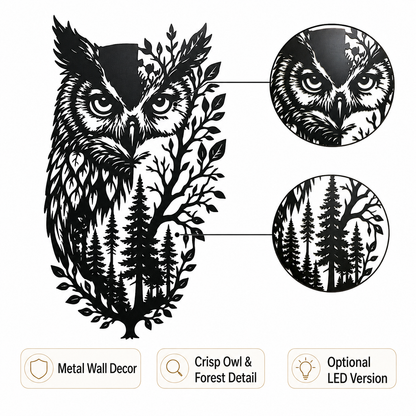 Detail Trust - Owl Metal Wall Art Wildlife Wall Decor Woodland Cabin Decor