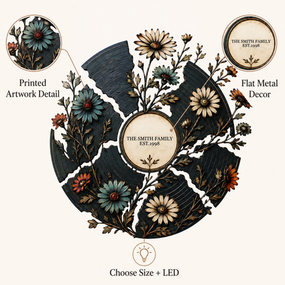 Detail Trust - Personalized Floral Record Metal Wall Art Custom Vinyl Record Decor