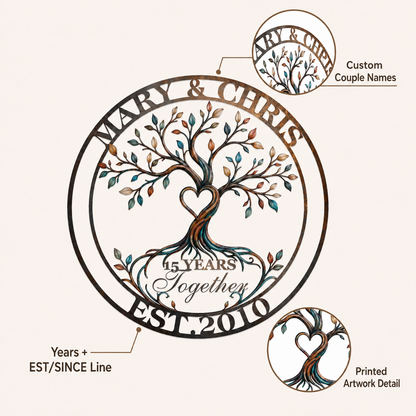Detail Trust - Personalized Anniversary Gift Custom Couple Name Tree of Life Metal
