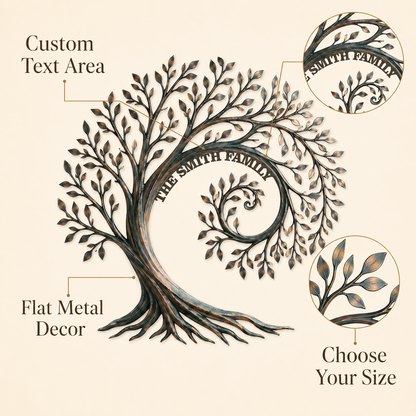 Detail Trust - Personalized Family Tree Metal Wall Art Custom Family Name Sign