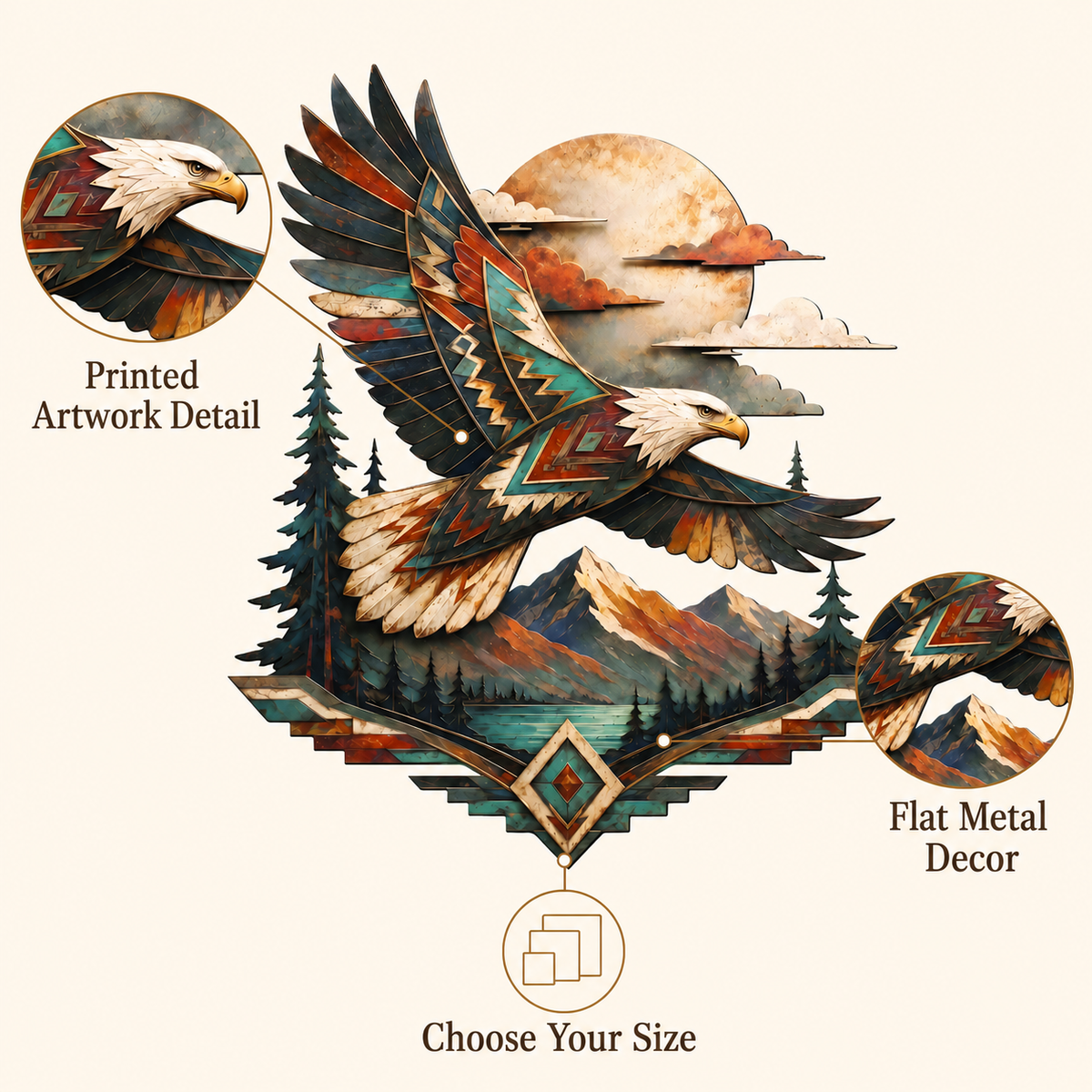 Detail Trust - Bald Eagle Metal Wall Art Wildlife Wall Decor Southwestern Eagle