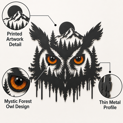 Detail Trust - Owl Metal Wall Art Glowing Owl Eyes Wildlife Art Woodland