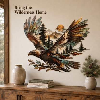 Lifestyle Living Room - Bald Eagle Metal Wall Art Eagle Wall Decor Mountain Wildlife