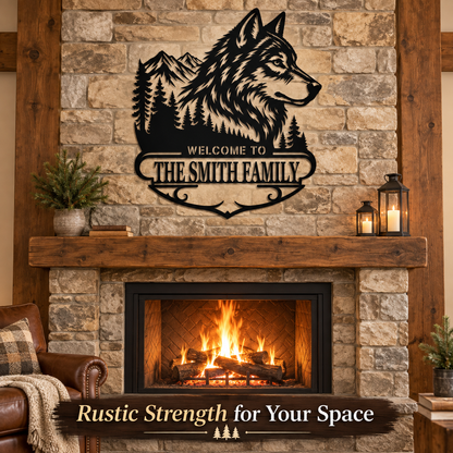 Primary Lifestyle - Custom Wolf Metal Wall Art Personalized Cabin Sign Rustic Wildlife