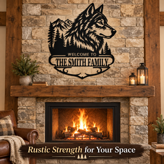 Primary Lifestyle - Custom Wolf Metal Wall Art Personalized Cabin Sign Rustic Wildlife