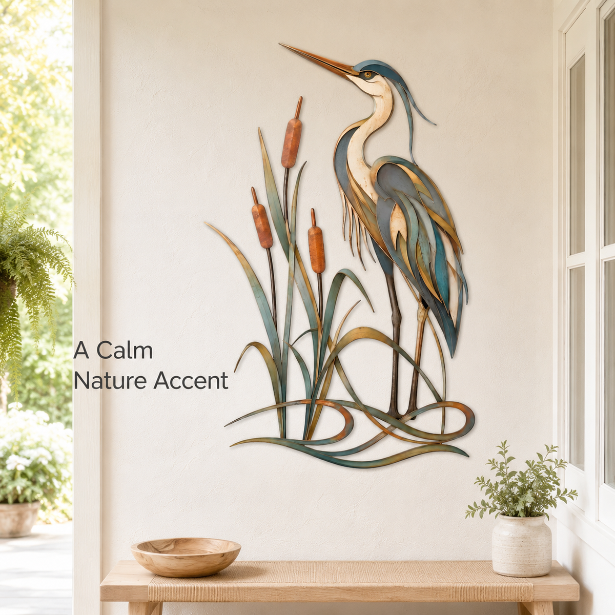 Primary Lifestyle — Heron Metal Wall Art Blue Heron Wall Decor Great Blue