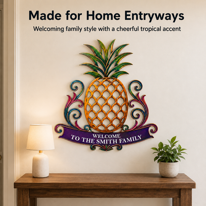 Primary Lifestyle - Custom Pineapple Welcome Metal Sign Personalized Family Name Sign Entryway