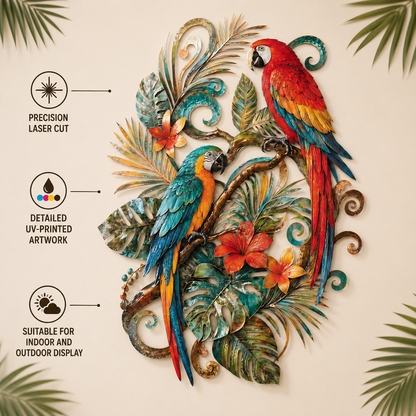 Standard Quality - Tropical Parrot Metal Wall Art Macaw Wall Decor Tropical Bird