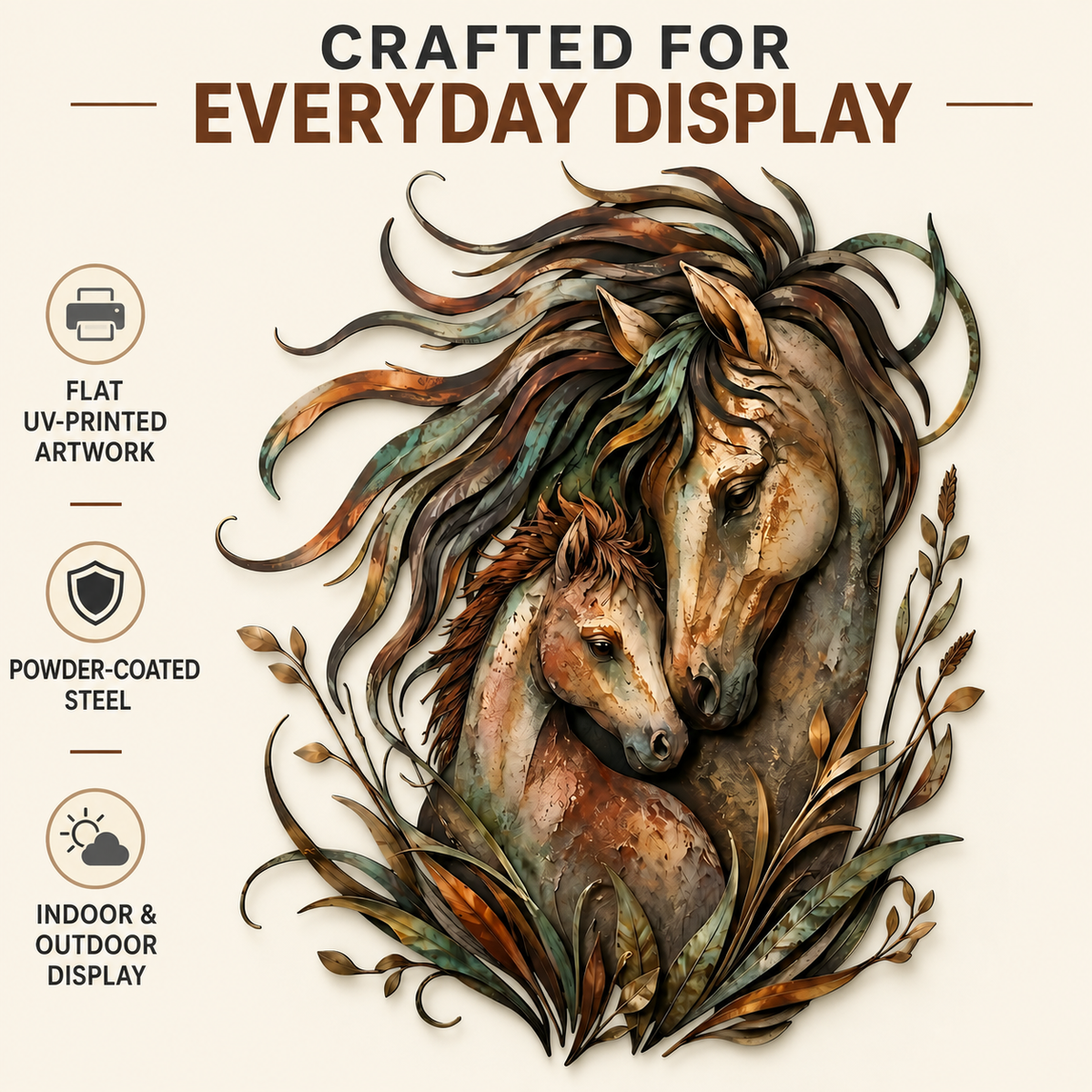 Standard Quality - Horse Metal Wall Art Decor Mare and Foal Wall Art