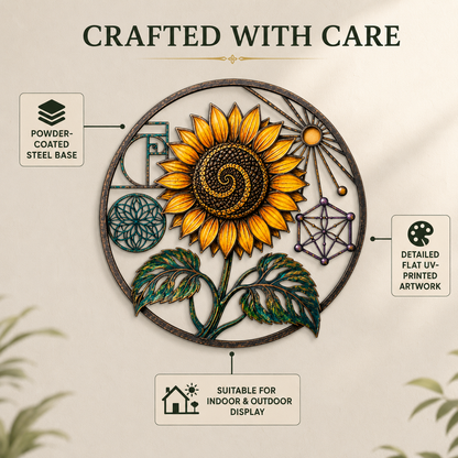 Standard Quality — Sunflower Sacred Geometry Metal Wall Art Spiritual Wall Art Fibonacci