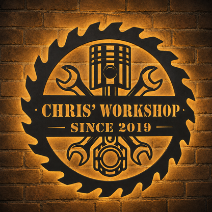 Personalized Grandpa Workshop Metal Sign — Custom Name Gift for Grandfather, Father's Day Garage Decor